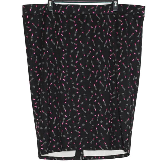 NWT Torrid Curves Skirt Lipstick Y2K Novelty 90s Preppy Coquette Midi Black 5 5X - Picture 1 of 5